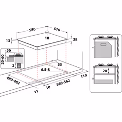 Whirlpool TGML 650 IX Acciaio inox Da incasso 58 cm Gas 4 Fornello(i) - Vista aggiuntiva 5