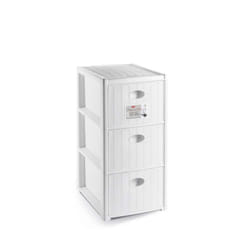 Stefanplast Cassettiera Elegance Bianca 3 Cassetti 30x40 H 60 cm - Polipropilene Super Resistente - Montata con Ruote, colore Bianco