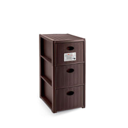 Stefanplast Cassettiera Elegance 3 Cassetti Moka 30x40 H60 cm - Polipropilene Super Resistente - Portaoggetti con Ruote, colore Moka