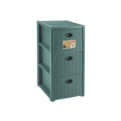 Stefanplast Cassettiera 3 posti Elegance Green 30x40 H 60 cm - Polipropilene riciclato - Super resistente - Fornita montata, colore Forest Green