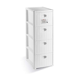 Stefanplast Cassettiera 4 Posti Elegance Bianca 30x40 H80 cm - Polipropilene - Super Resistente - Fornita Montata, colore Bianca