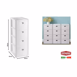 Stefanplast Cassettiera 4 Posti Elegance Bianca 30x40 H80 cm - Polipropilene - Super Resistente - Fornita Montata, colore Bianca - Vista aggiuntiva 2