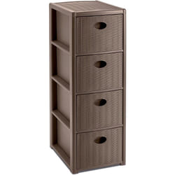 Cassettiera Elegance Slim 4 Cassetti Salvaspazio cm 30x40x80h, Tortora - Stefanplast