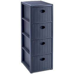 Cassettiera 4 Posti Elegance Blu Navy 30x40 H80 cm - Polipropilene - Super Resistente - Fornita Montata - Stefanplast