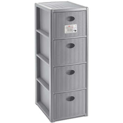 Cassettiera 4 Posti Elegance Grigia 30x40 H80 cm - Polipropilene - Super Resistente - Fornita Montata - Stefanplast