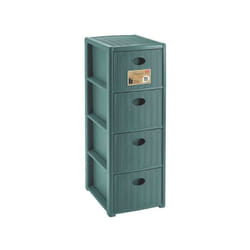 Stefanplast Cassettiera 4 posti Elegance Green 30x40 H 80 cm - Polipropilene riciclato - Super resistente - Fornita montata, colore Forest Green