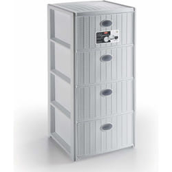 Stefanplast - Cassettiera bianca a 4 cassetti mobile per bagno cucina ufficio portaoggetti in plastica 40X40X60