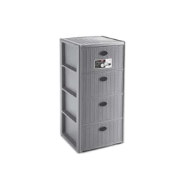 Stefanplast Cassettiera Elegance 4 Cassetti Grigia 40x40x80 cm - Mobile Versatile in Midollino