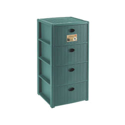 Stefanplast Cassettiera 4 posti Elegance Green 40x40 H80 cm - Polipropilene Riciclato - Super Resistente - Fornita Montata, colore Forest Green