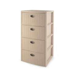 Cassettiera 4 posti Elegance Cashmere 40x40 H80 cm - Polipropilene - Super resistente - Fornita montata - Stefanplast