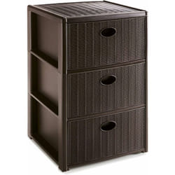 Cassettiera 3 elegance 40X40X60 moka mobile per bagno cucina ufficio portaoggetti in plastica