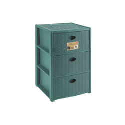 Stefanplast Cassettiera 3 posti Elegance Green 40x40 H 60 cm - Polipropilene riciclato - Super resistente - Fornita montata, colore Forest Green