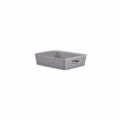 STEFANPLAST Cestino Elegance M Stone Grey Cestino rettangolare multiuso in finitura midollino con foro maniglia. Idoneo al co ...