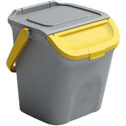 Stefanplast - Pattumiera 28L secchio con manico e coperchio giallo sovrapponibile chiusura antirandaggismo cestino raccolta differenziata carta