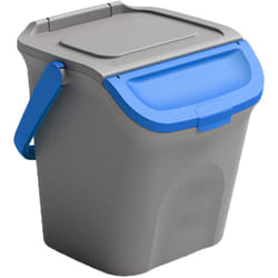 Stefanplast - Pattumiera 28L secchio con manico e coperchio blu sovrapponibile chiusura antirandaggismo cestino raccolta differenziata carta plastica