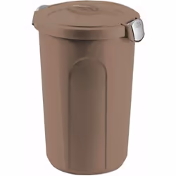 In plastica rigida. Dotato di maniglie bloccanti.