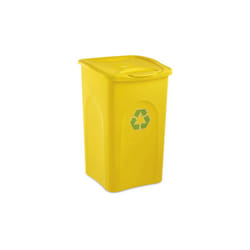 Bidone Pattumiera 50L con Coperchio Cestino Multiuso per Raccolta Differenziata e Panni da Bucato giallo Made in Italy