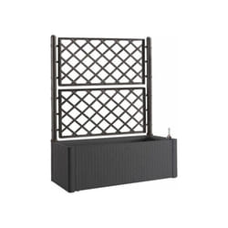 Stefanplast - fioriera con spalliera natural deluxe grigio in resina finitura rattan con riserva d'acqua