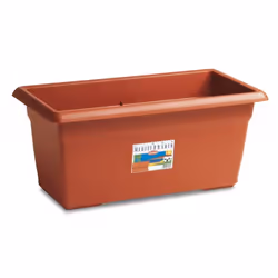 Fioriera rettangolare Mediterraneo, color coccio, disponibile in differenti dimensioni. Plastica ad iniezione (PP), molto res ...