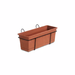 Set cassetta portafiori e sottocassetta Venezia STEFANPLAST in plastica PP color terracotta con supporto in metallo. Ideale p ...