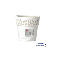 Stefanplast - vaso tondo 'cloe' ø 20 x h.19 - stone grey/bianco - -df 6126565