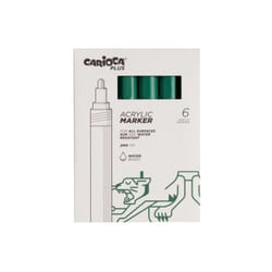 Carioca - plus pack di 6 pennarelli acrilici -- punta 2mm -- colore verde