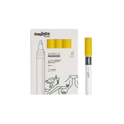Carioca - plus pack di 6 pennarelli acrilici - punta 2mm -- colore giallo