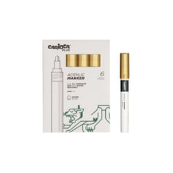 Carioca - plus pack di 6 pennarelli acrilici -- punta 2mm -- colore oro