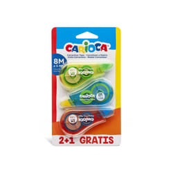 Confezione Carioca correttore de nastro 2+1 - copertura - può essere riscritto immediatamente - ideale per qualsiasi tipo de carta - colore varios