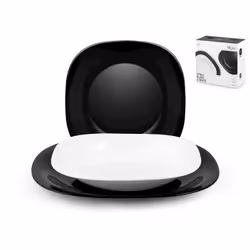 H&H Lifestyle 3996200, 6 persona(e), Vetro, Nero, Bianco, Black&white, Quadrato, 26 cm