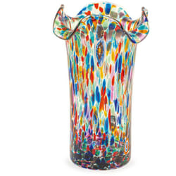 H&h - veneziano vaso in vetro smerlato, 20cm, made in italy