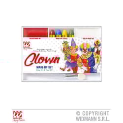 WIDMANN Set Trucco Clown (4 Matite Trucco, Makeup Rosso E Bianco In Vaschetta, Applicatore)