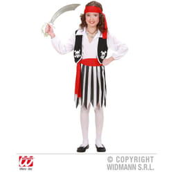WIDMANN Piratessa (Camicia Con Gilet, Gonna, Cintura, Fascia Per Testa) (128 Cm / 5-7 Years)