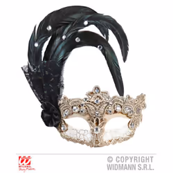 WIDMANN Maschera Gran Gala Macrame' Con Piume E Strass