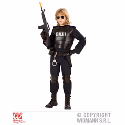 WIDMANN Agente S.W.A.T. (Costume, Giubbotto Antiproiettile, Cintura Con Fondina E Borsellino, Para Ginocchia, Para Gomiti, Maschera) (140 Cm / 8-10 Years)