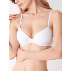 Cotonella Reggiseno Liscio Imbottito Bianco Con Ferretto Microfibra Coppa B, Con scollatura a V, Bianco, Ferretto, Monocromat ...