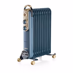 Ariete 839 Radiatore a olio Vintage Celeste - 11 elementi riscaldanti - 3 livelli di potenza - Maniglia e ruote per facile trasporto - max 2500 Watt