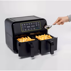 Ariete 4623 Airy Fryer Dual, Friggitrice ad aria con doppio cestello, 1700 W, Capacità 8L, 3 Funzioni di cottura, Pannello digitale LED Touch, 8 programmi preimpostati, Timer, 2 cestelli, Nero - Vista aggiuntiva 4