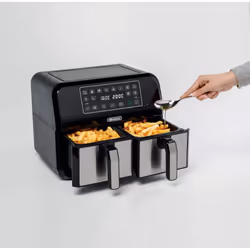 Ariete 4624 Airy Fryer Dual, Friggitrice ad aria con doppio cestello, 1700 W, Capacità 8L, 3 Funzioni di cottura, Pannello digitale LED Touch, 8 programmi preimpostati, Timer, 2 cestelli, Nero - Vista aggiuntiva 4