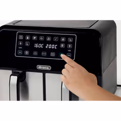 Ariete 4624 Airy Fryer Dual, Friggitrice ad aria con doppio cestello, 1700 W, Capacità 8L, 3 Funzioni di cottura, Pannello digitale LED Touch, 8 programmi preimpostati, Timer, 2 cestelli, Nero - Vista aggiuntiva 5