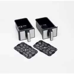 Ariete 4624 Airy Fryer Dual, Friggitrice ad aria con doppio cestello, 1700 W, Capacità 8L, 3 Funzioni di cottura, Pannello digitale LED Touch, 8 programmi preimpostati, Timer, 2 cestelli, Nero - Vista aggiuntiva 6