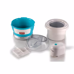 Ariete 643 Ice Cream Maker Party Time, Macchina per fare il gelato, 12W, Capacità 1,5 L, Cestello estraibile con doppio isolamento, Tempo preparazione 30 minuti, Coperchio per aggiunta ingredienti, Azzurro - Vista aggiuntiva 4