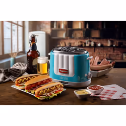 Ariete 206 Hot Dog Maker Party Time, Macchina per fare hot dog, 650 W, 5 livelli di cottura, 4 spazi di cottura, Espulsione automatica, Azzurro - Vista aggiuntiva 4