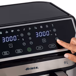 Ariete 4625 Friggitrice ad aria 9L, 2100W, Capacità 9L, Doppio cestello, Capacità di cottura 3,6kg, 11 programmi preimpostati, Funzione Max Crisp, Temperatura fino a 200°C, Cestello antiaderente con griglia, Nero/Silver - Vista aggiuntiva 4