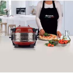 Ariete 927 Pizzeria , Forno pizza doppio, 2300 W, 2 pietre refrattarie, 2 pizze in 4 minuti, 2 termostati, Diametro 32 cm, 5 livelli di cottura, 2 pale in acciaio inox, Rosso - Vista aggiuntiva 7