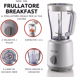 Frullatore Breakfast è versatile e pratico, ideale per creare frullati, frappè e smoothie. Le sue caratteristiche lo rendono ...