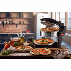 Ariete 927 Pizzeria, Forno pizza doppio, 2 pizze in 4 minuti, 2300 W, 2 pietre refrattarie, 2 termostati, Diametro 32 cm, 5 livelli di cottura, 2 pale in acciaio inox, Nero - Vista aggiuntiva 4
