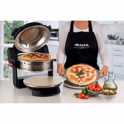 Ariete 927 Pizzeria, Forno pizza doppio, 2 pizze in 4 minuti, 2300 W, 2 pietre refrattarie, 2 termostati, Diametro 32 cm, 5 livelli di cottura, 2 pale in acciaio inox, Nero - Vista aggiuntiva 6