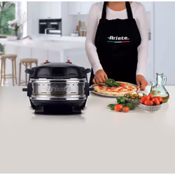 Ariete 927 Pizzeria, Forno pizza doppio, 2 pizze in 4 minuti, 2300 W, 2 pietre refrattarie, 2 termostati, Diametro 32 cm, 5 livelli di cottura, 2 pale in acciaio inox, Nero - Vista aggiuntiva 7
