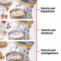 Ariete 1588 Impastatrice Positano, Planetaria, 7 velocità, 2400 Watt, 5,5 litri, Tazza Acciaio Inox